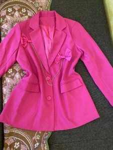 Vibrant Pink Bow Blazer