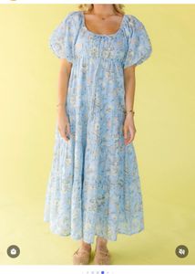 Floral Tiered Maxi Dress in Pastel Blue Mint