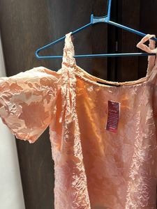 Off Shoulder Rose Top With Beautiful Brasso Work