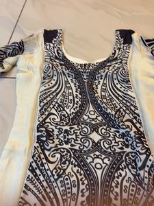Elegant Cream Kurti with Black Paisley Print