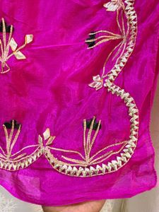 Dark Pink Embroidered Saree
