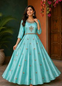 Beautiful Cyan coloured Anarkali