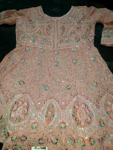 🌸 Stunning Peach Embroidered Sharara/Plazo Set