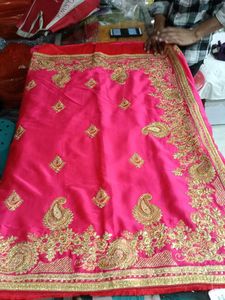 Pink & Gold Embroidered Sari