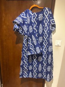 Blue Ikat Print Kurta with pants