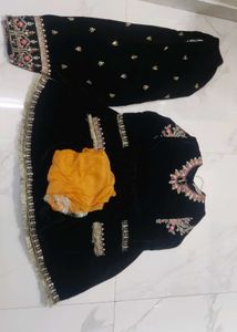 Black Velvet Kurta Set with Dupatta