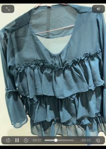 Elegant Ruffled Teal Blouse😍