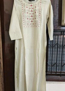 Elegant Cream Kurta with trouser and Red Dupatta