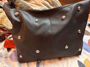 Stylish Dark Brown Hobo Bag with Silver Studs