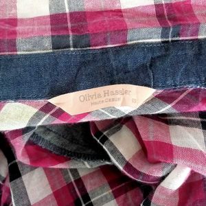 Chic Plaid &amp; Denim Tunic Shirt