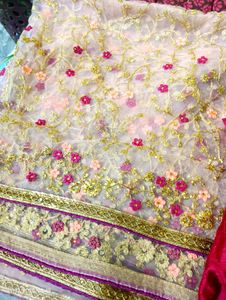 Embroidered Net saree