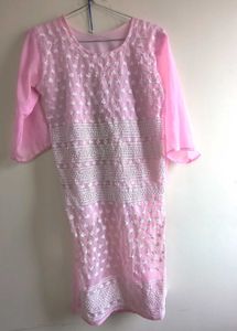 Pink Chikankari Kurta