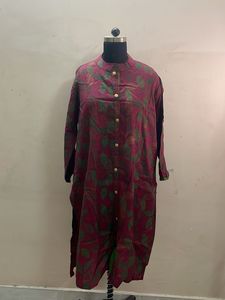 Maroon Kurta with Leaf Print
