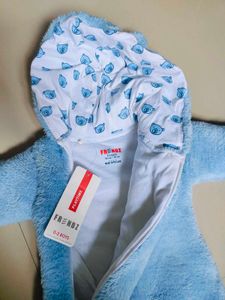 Blue Bear Fleece zip front hooded romper