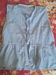 Striped Kurta with Tie-Up Neckline