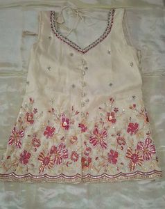 Elegant beige Palazzo Pants with kurti set
