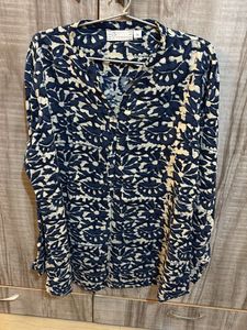 Blue & White Ethnic Print Kurta