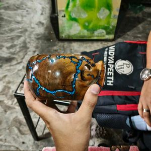 Handmade wooden Bowl with Resin Art engraved