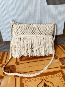 Boho Macrame Fringe Crossbody Bag