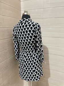 ZARA Stylish Black &amp; White Printed Dress