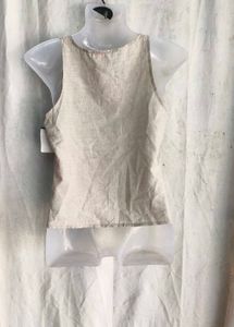 I. Linen Blend V-Neck Tie Front Tank Top