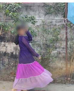 Purple Tiered party wear Dress