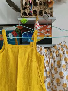 Yellow Kurta Set with Printed Palazzo