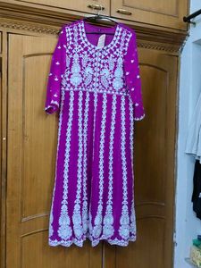 Vibrant Purple Embroidered Anarkali Suit Set