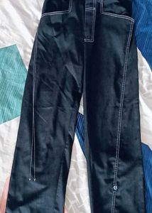 Stylish High-Waisted Contrast Stitch Trousers