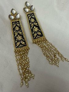 Elegant Black & Gold Dangle Earrings