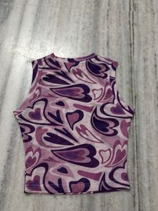 Mesh Heart Print Tank Top