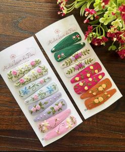 Handmade Embroidered Hair Clips Set