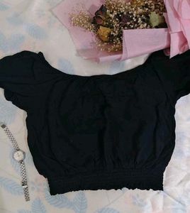 Black off shoulder crop top