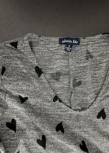 Cute Grey Heart Print Top
