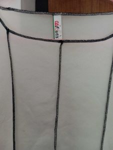 Cream Long Sleeve Top with Black Trim