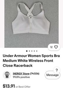 under armour White Sports Bra with Front Zipper