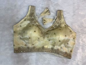 Embroidered Off-white organza Blouse