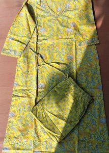 Yellow Printed Kurta Set