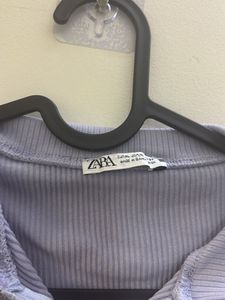 ZARA lavender polo top with zip