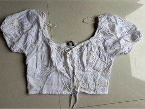 White Broderie Anglaise Crop Top
