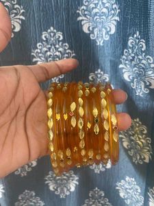Orange Glass Bangles with Embellishments rajputi d