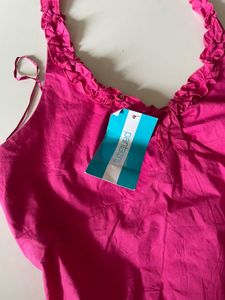 Hot Pink Ruffled Halter Neck Top