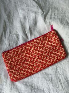 Pink & Gold Patterned Zipper Pouch