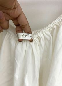 Berrylush White Bardot Top | Size Xs