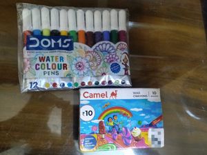 DOMS Sketch Pens and Camel Wax Crayons