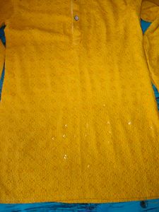 Vibrant Yellow Chikankari Kurta