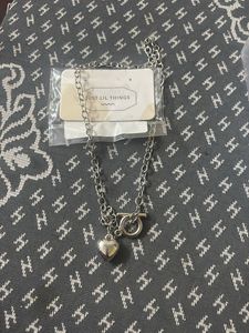 Silver tone Heart Charm Necklace