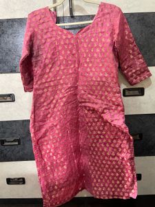 Vibrant Pink Brocade Blouse