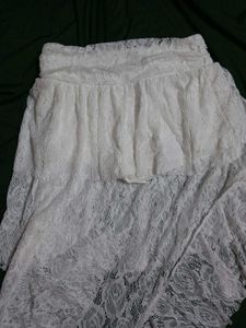 White Lace Layered hi-lo Skirt | Brand New | Half