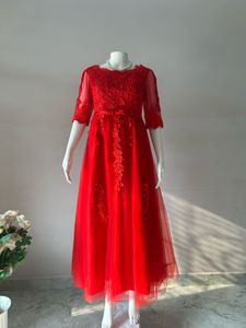 Elegant Red Lace Gown